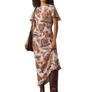 Kachel Anthropologie Pink Floral Flutter Slip Dress Sz 6 N
